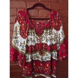 Bila Plus XXL Boho Hippie Festival Artisan Cottagecore Top Blouse